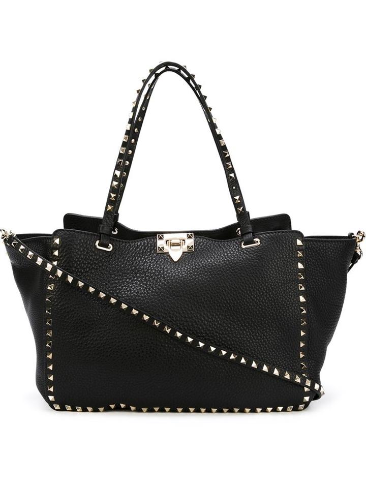 Valentino 'rockstud' Trapeze Tote, Women's, Black, Leather/metal (other)
