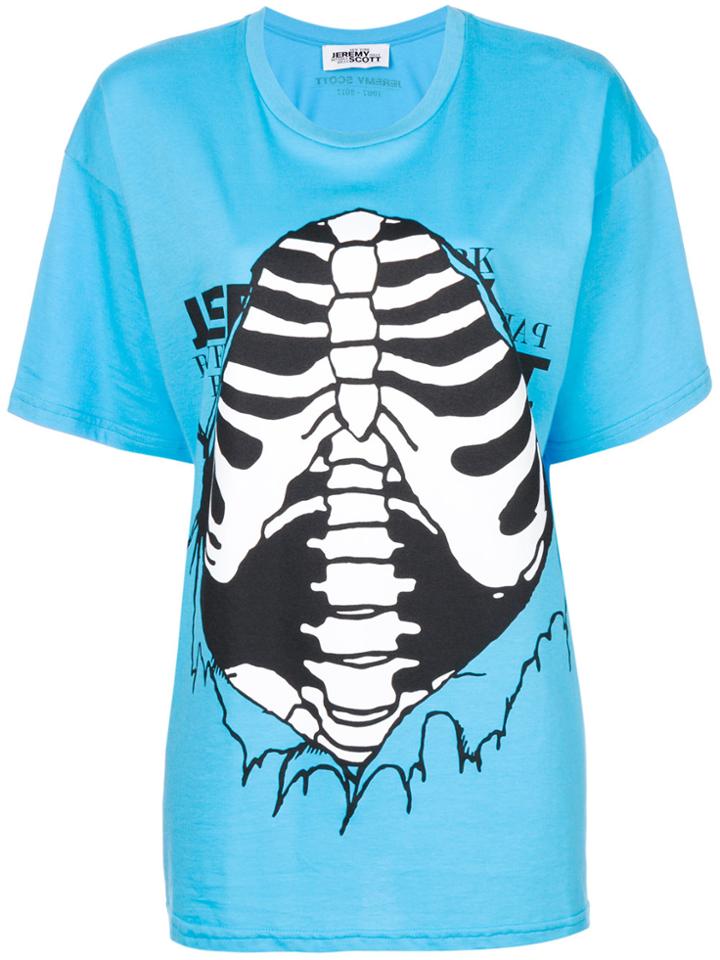 Jeremy Scott Ribbed Cage Print T-shirt - Blue