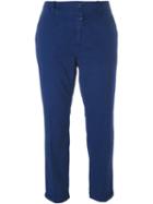 Closed Turn-up Hem Cropped Trousers, Women's, Size: 28, Blue, Cotton