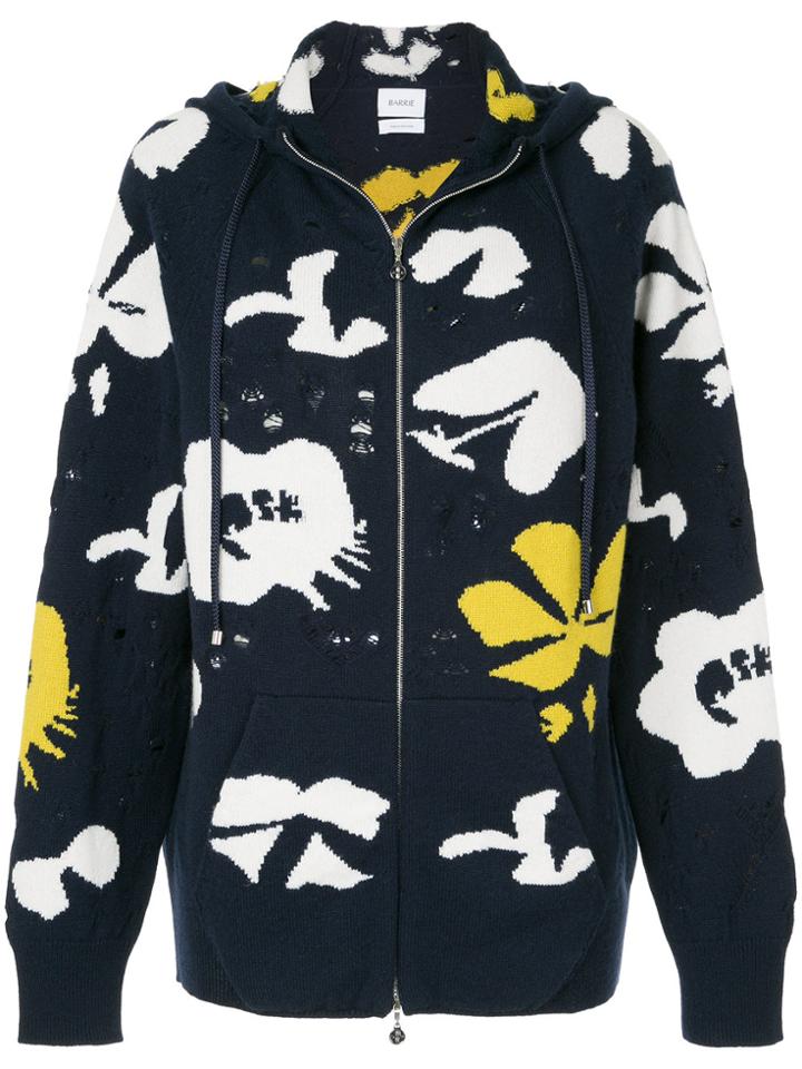 Barrie Distressed Abstract Knit Hoody - Blue