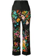 Gucci Floral Print Cropped Trousers - Black