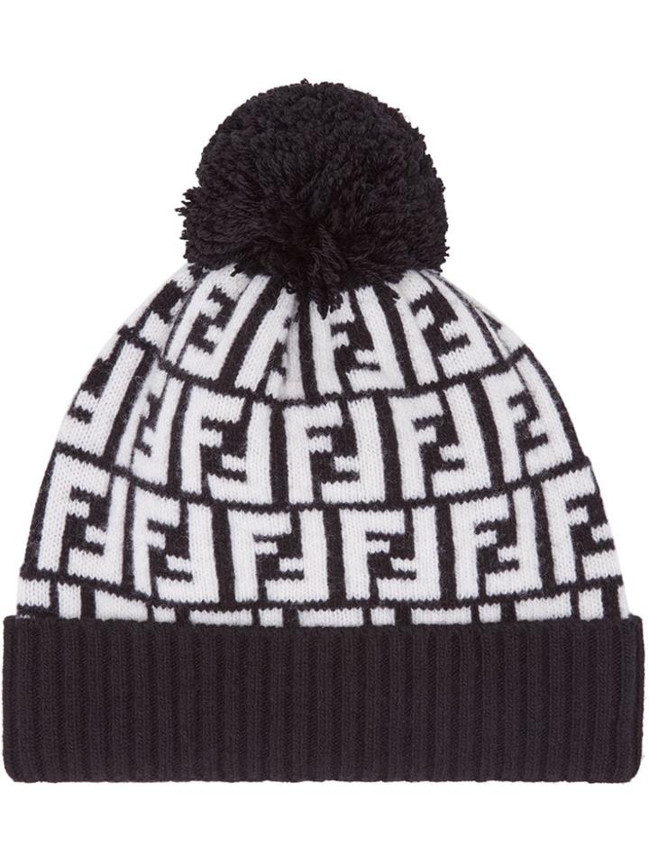 Fendi Ff Knitted Hat - Black