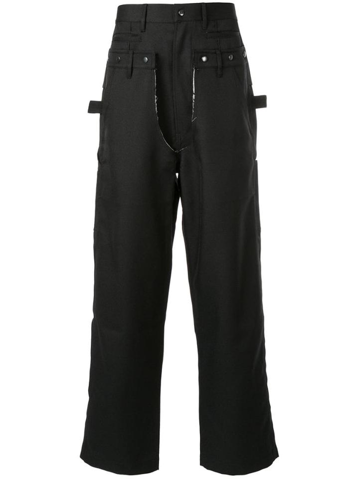 Sankuanz Structured Flare Trousers - Black