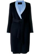 Cédric Charlier Contrast-lapel Tailored Coat - Blue