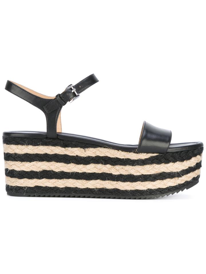 Michael Michael Kors Striped Mid Platform Sandals - Black
