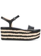 Michael Michael Kors Striped Mid Platform Sandals - Black