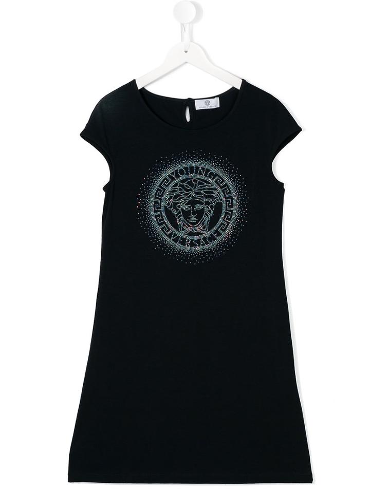 Young Versace Rhinestone Medusa Dress, Girl's, Size: 14 Yrs, Blue