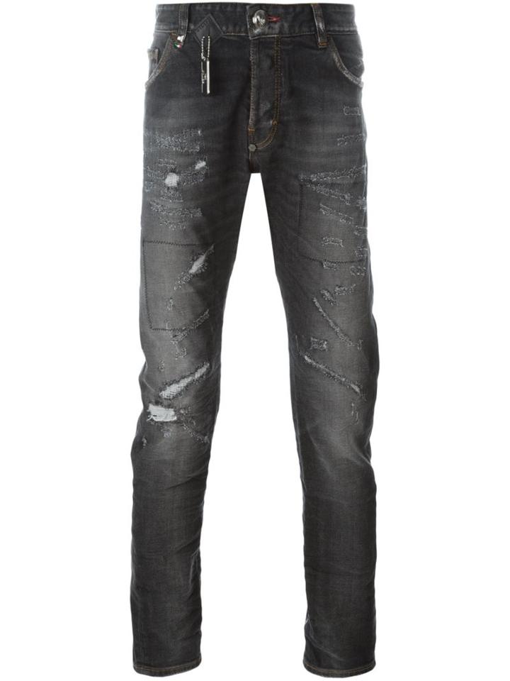 Philipp Plein 'super Straight Cut' Jeans, Men's, Size: 36, Black, Cotton/spandex/elastane/polyester