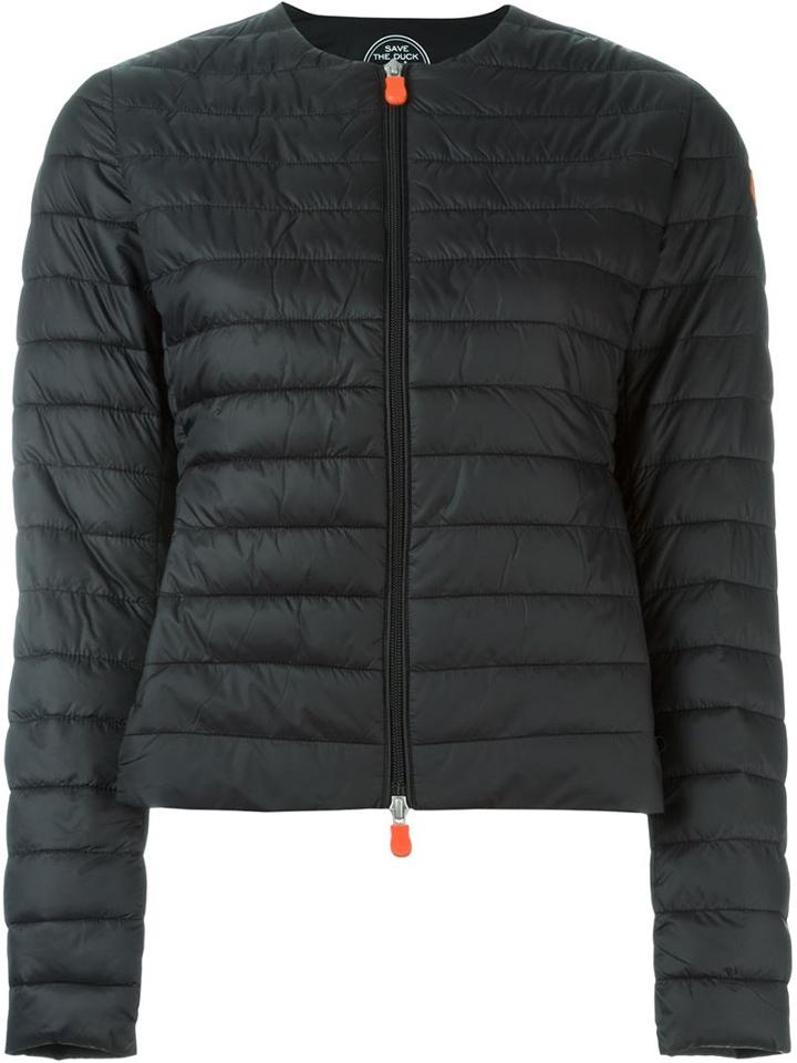 Save The Duck Logo Patch Puffer Jacket, Women's, Size: 3, Black, Nylon/polyester