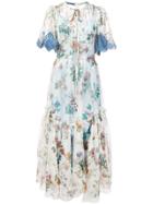 Dolce & Gabbana Ruffled Hem Floral Dress - White