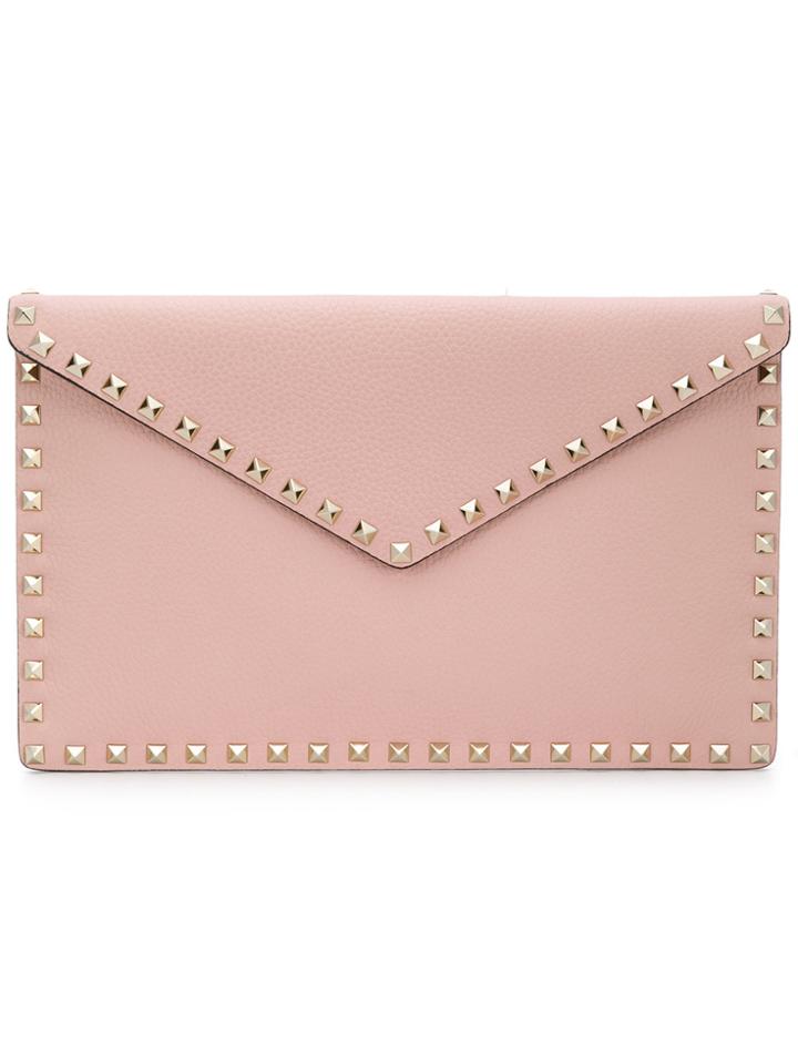 Valentino Envelope Rockstud Clutch Bag - Pink & Purple
