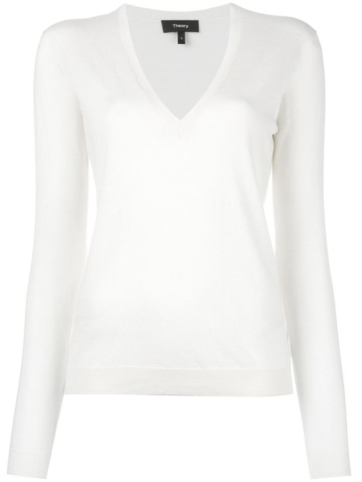 Theory V-neck Jumper - White