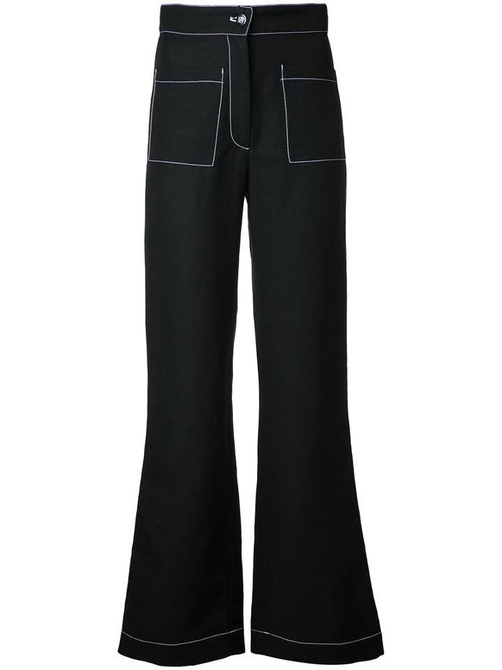 Loewe - Flared Trousers - Women - Linen/flax/viscose - 40, Black, Linen/flax/viscose