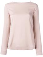 Eleventy Long-sleeved Top With Curved Hem, Women's, Size: 44, Pink/purple, Silk/spandex/elastane
