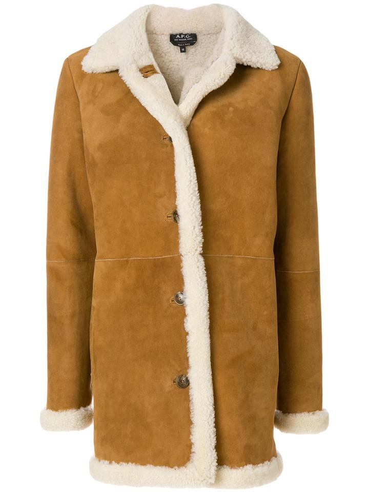 A.p.c. Shearling Coat - Brown