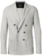 T Jacket Textured Jersey Double Breasted Jacket - Grey