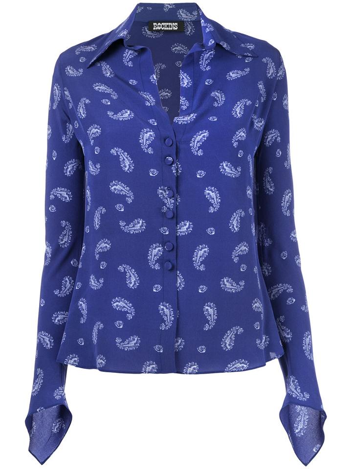 Rockins Guns'n'rockins Shirt, Women's, Size: Small, Blue, Silk