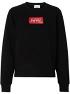 Burberry Quote Print Cotton Sweatshirt - Black