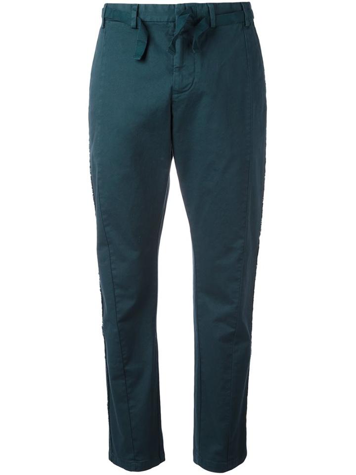 No21 Frayed Laterals Straight Trousers, Men's, Size: 46, Blue, Cotton/spandex/elastane
