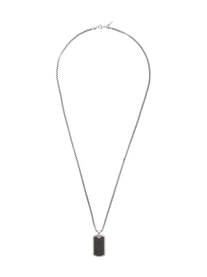 Nialaya Jewelry Forged Carbon Dog Tag Necklace - Silver