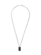 Nialaya Jewelry Forged Carbon Dog Tag Necklace - Silver