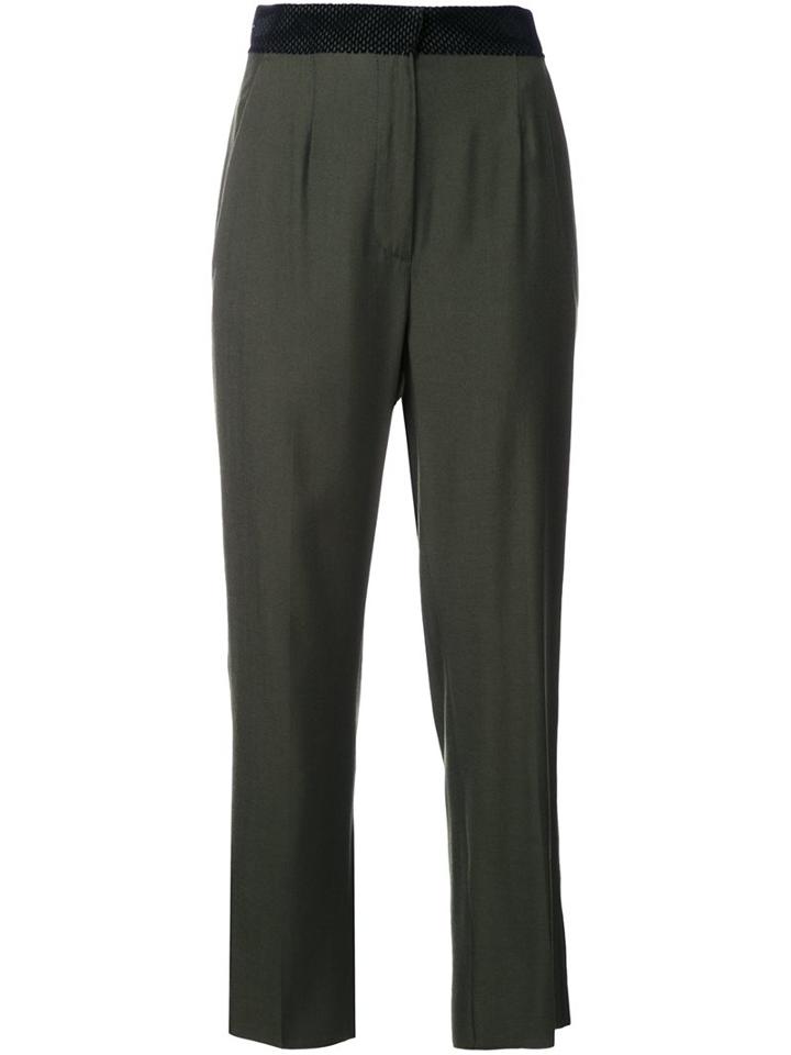 Mm6 Maison Margiela High Waisted Trousers, Women's, Size: 44, Green, Wool