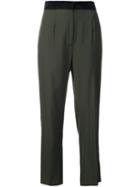Mm6 Maison Margiela High Waisted Trousers, Women's, Size: 44, Green, Wool