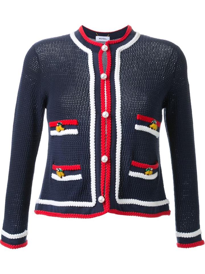 Muveil Contrast Trim Cardigan