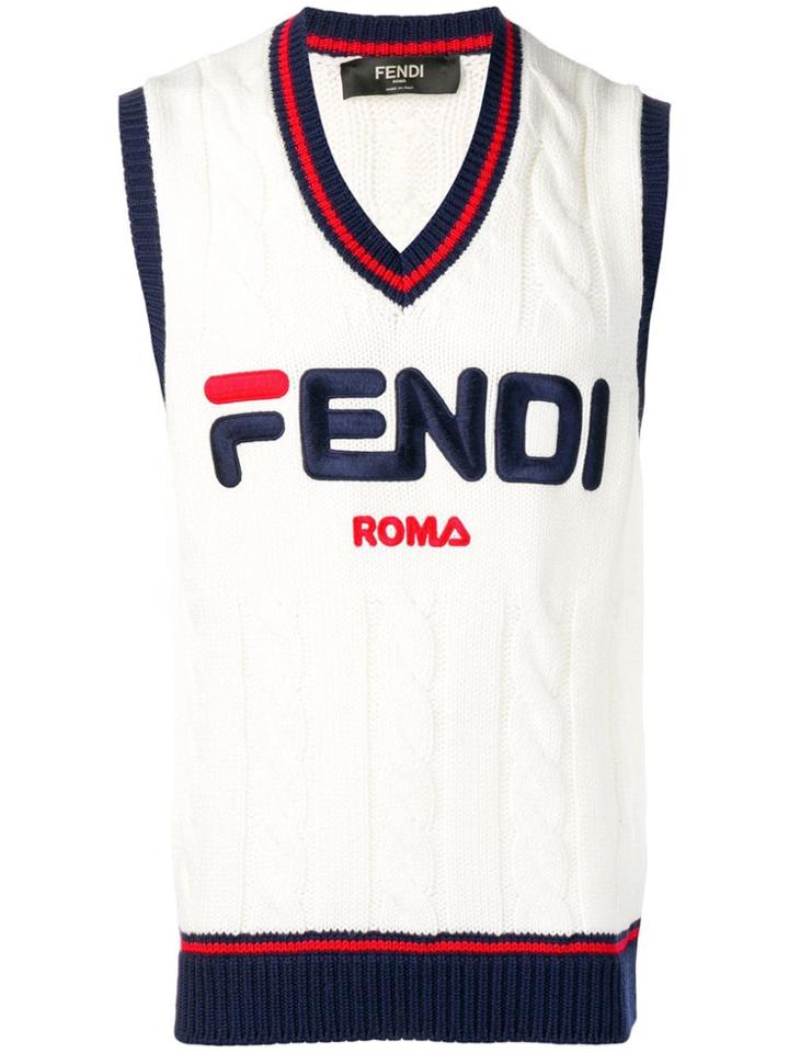 Fendi Logo Sleeveless Sweater - White