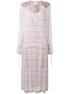 See By Chloé Striped Long Peasant Dress, Women's, Size: 40, Pink/purple, Viscose/cotton/spandex/elastane