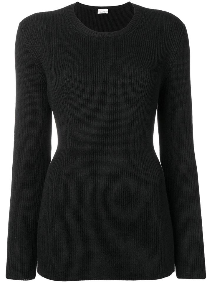 Red Valentino Long-sleeve Fitted Sweater - Black