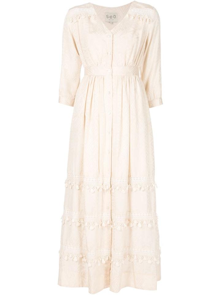 Sea Button Front Maxi Dress