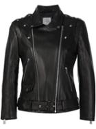 Anine Bing Cropped Moto Jacket, Women's, Size: Large, Black, Lamb Skin
