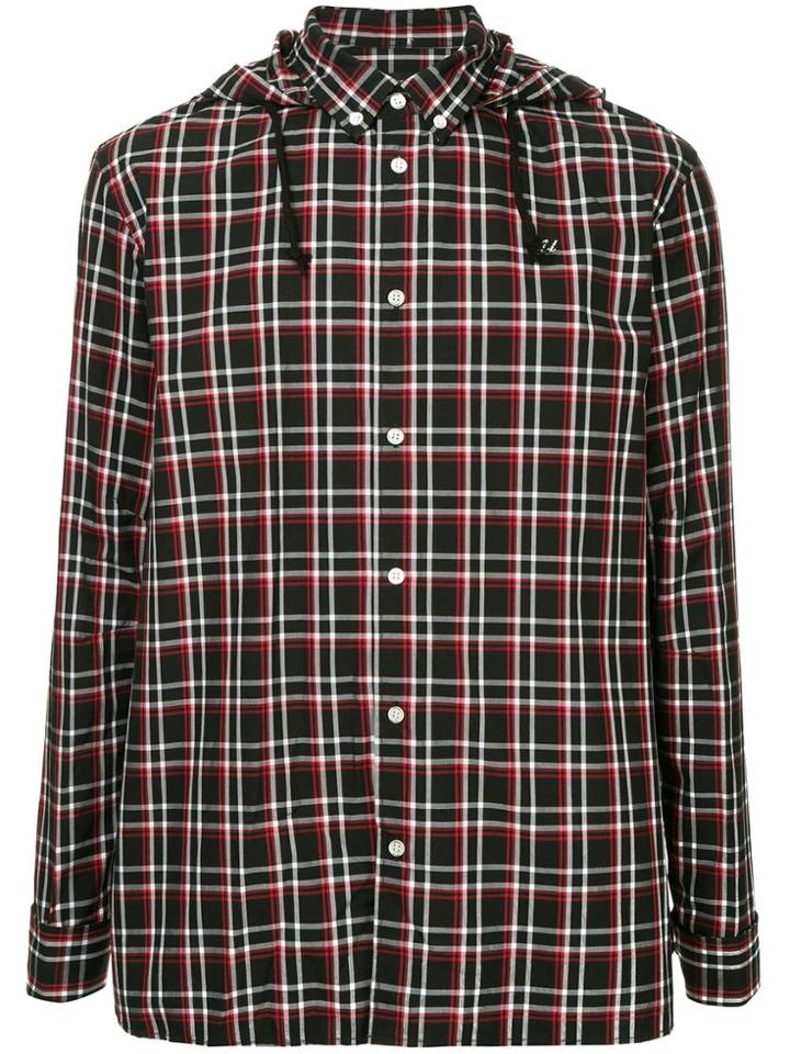 Undercover Checked Hooded Shirt - Black
