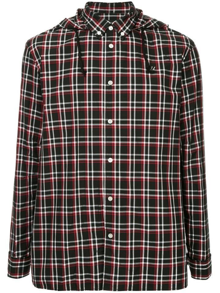 Undercover Checked Hooded Shirt - Black