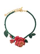 Oscar De La Renta Rose Ornament Necklace - Red