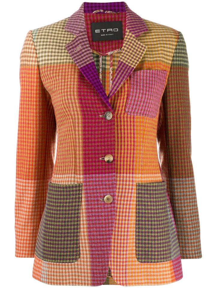 Etro Herringbone Tweed Panelled Jacket - Purple