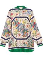 Gucci Silk Shirt With Floral Print - Neutrals