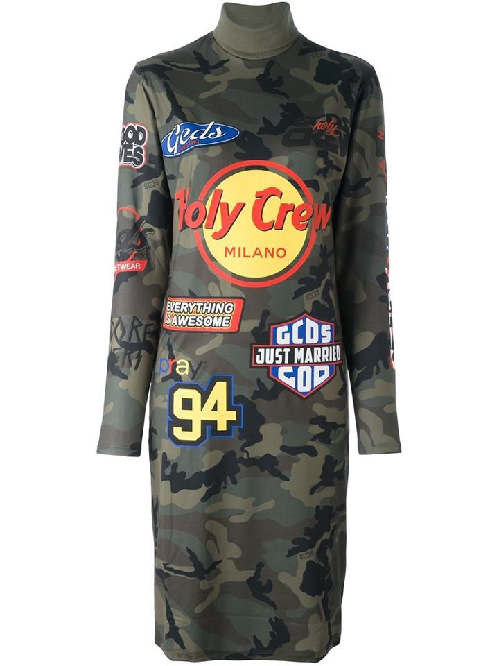Gcds Branded Camouflage Dress