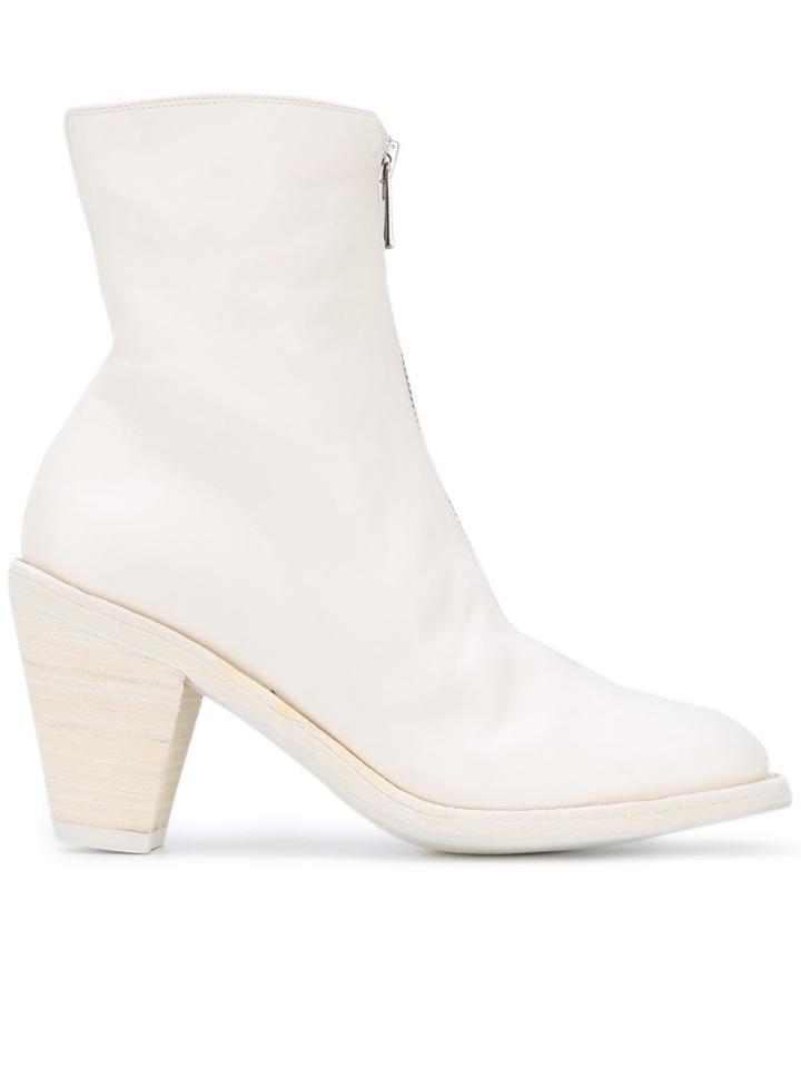 Guidi Front Zipped Boots - White