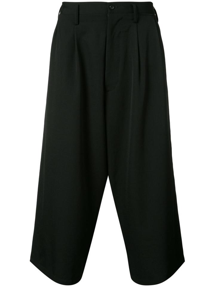 Yohji Yamamoto - Cropped Wide Leg Trousers - Men - Cupro/wool - 3, Black, Cupro/wool