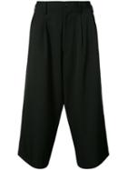 Yohji Yamamoto - Cropped Wide Leg Trousers - Men - Cupro/wool - 3, Black, Cupro/wool