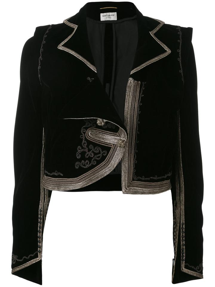 Saint Laurent - Gold-tone Trim Jacket - Women - Cotton/cupro/viscose - 38, Cotton/cupro/viscose