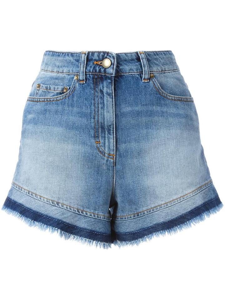Red Valentino Frayed Denim Shorts, Women's, Size: 27, Blue, Cotton