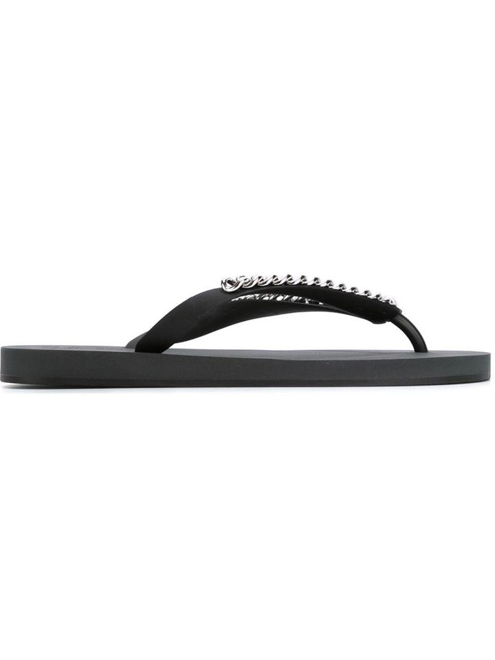 Giuseppe Zanotti Design Florida Flip Flops, Men's, Size: 43, Black, Rubber/metal Other
