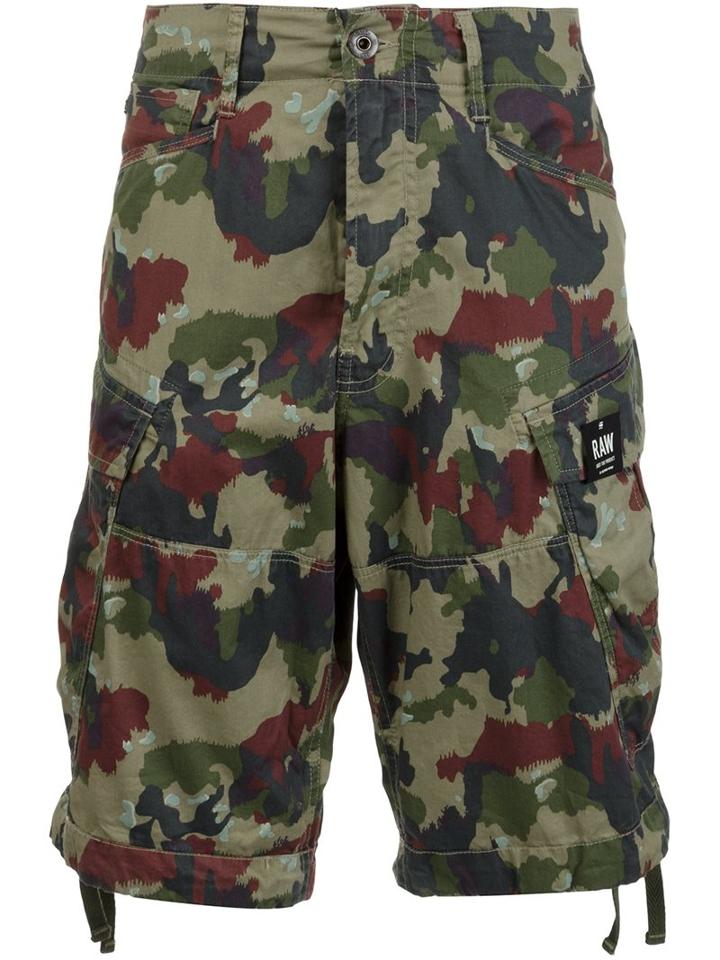 G-star Camouflage Print Cargo Shorts, Men's, Size: 31, Green, Cotton