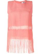 Msgm Fringed Tank Top, Women's, Size: 42, Pink/purple, Linen/flax