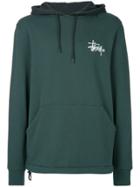 Stussy Logo Print Hooded Sweatshirt - Green