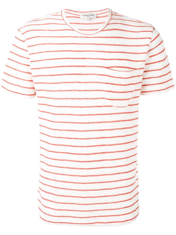Ymc Striped T-shirt, Men's, Size: Large, White, Cotton/polyester