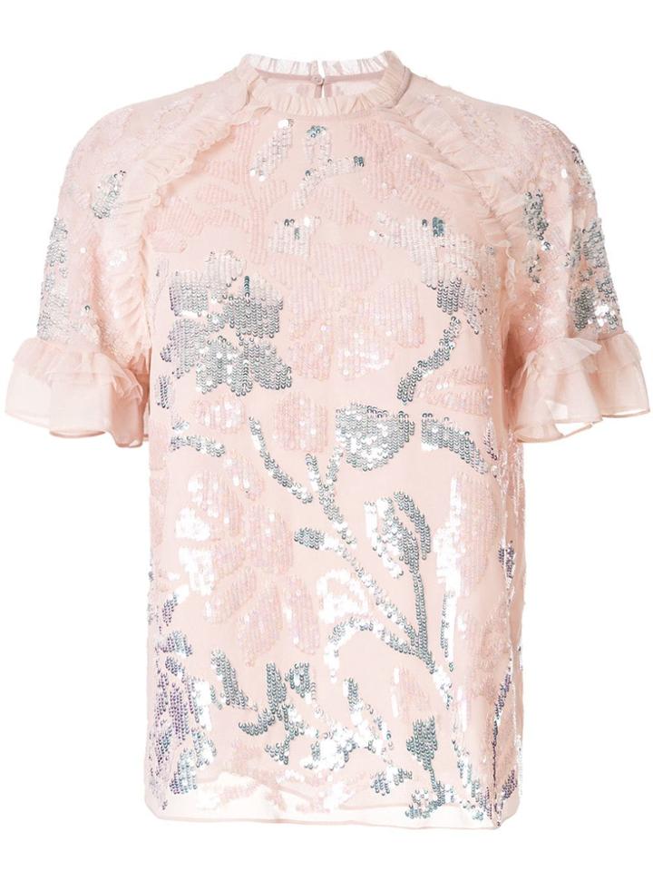 Needle & Thread T-shirt With Embroidered Details - Pink